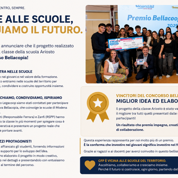 La 5Q Ariosto conquista Bellacoopia con il progetto marketing sviluppato per CFP